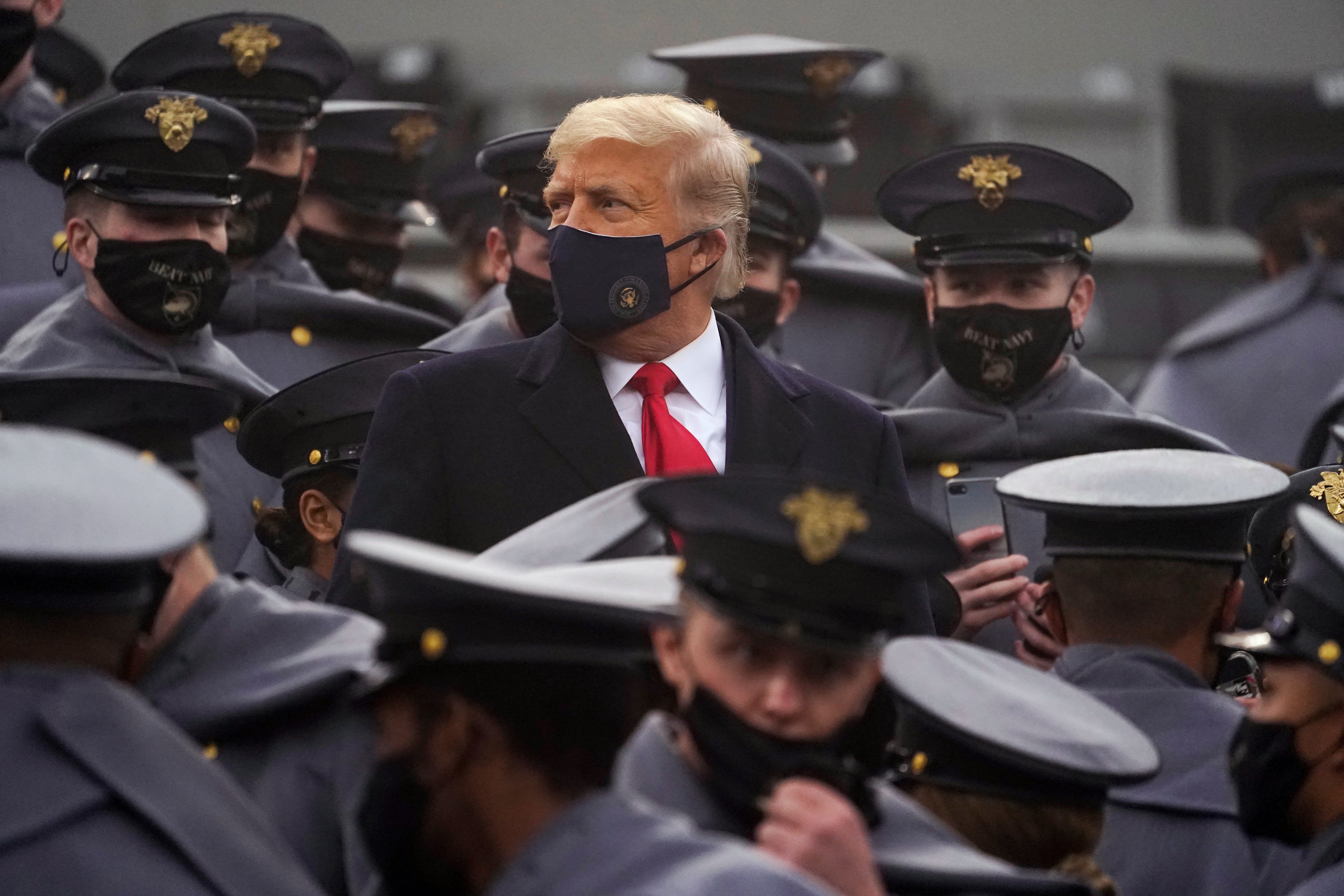 Donald Trump attends the 121st Army-Navy Football Game in Michie Stadium at the United States Military Academy, in West Point, New York