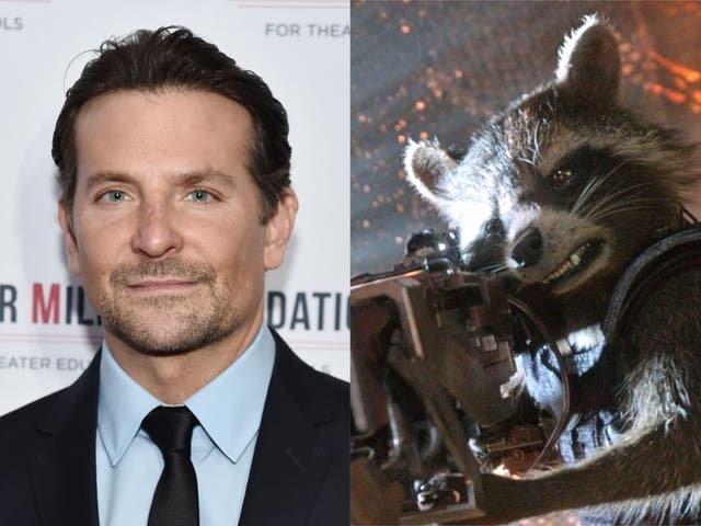 Bradley Cooper y Rocket Raccoon de Guardianes de la Galaxia