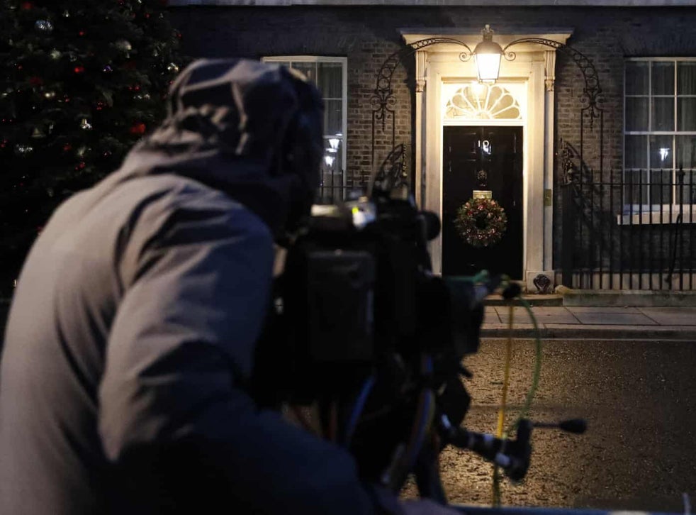 A cameraman sets up outside No 10 on Thursday morning