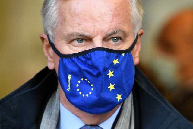 EU Chief Negotiator Michel Barnier arrives at St Pancras Station ahead of the resumption of Brexit negotiations between the European Union and the United Kingdom, on 22 October, 2020 in London, England. 