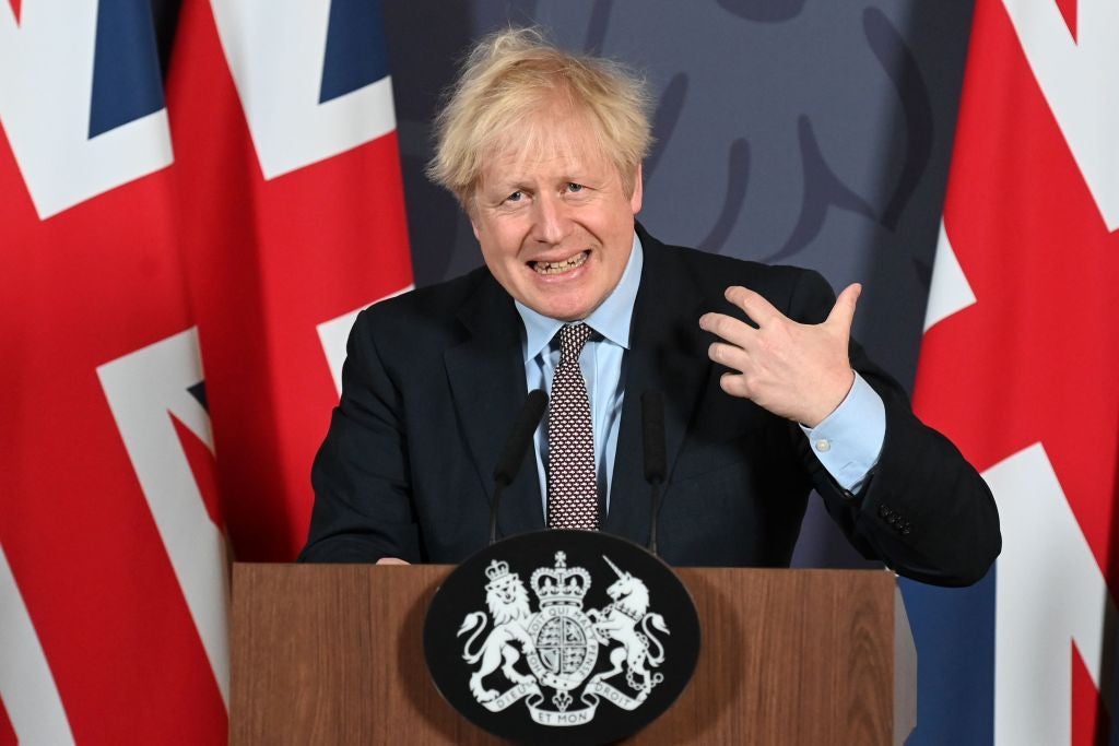 Prime Minister Boris Johnson holds a remote press conference to update the nation on the post-Brexit trade agreement