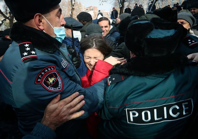 <p>Las protestas en Ereván, Armenia, el 24 de diciembre del 2020. &nbsp;</p>