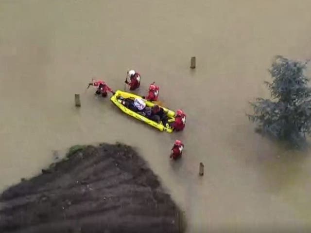 Firefighters rescue residents after flooding in Bedfordshire