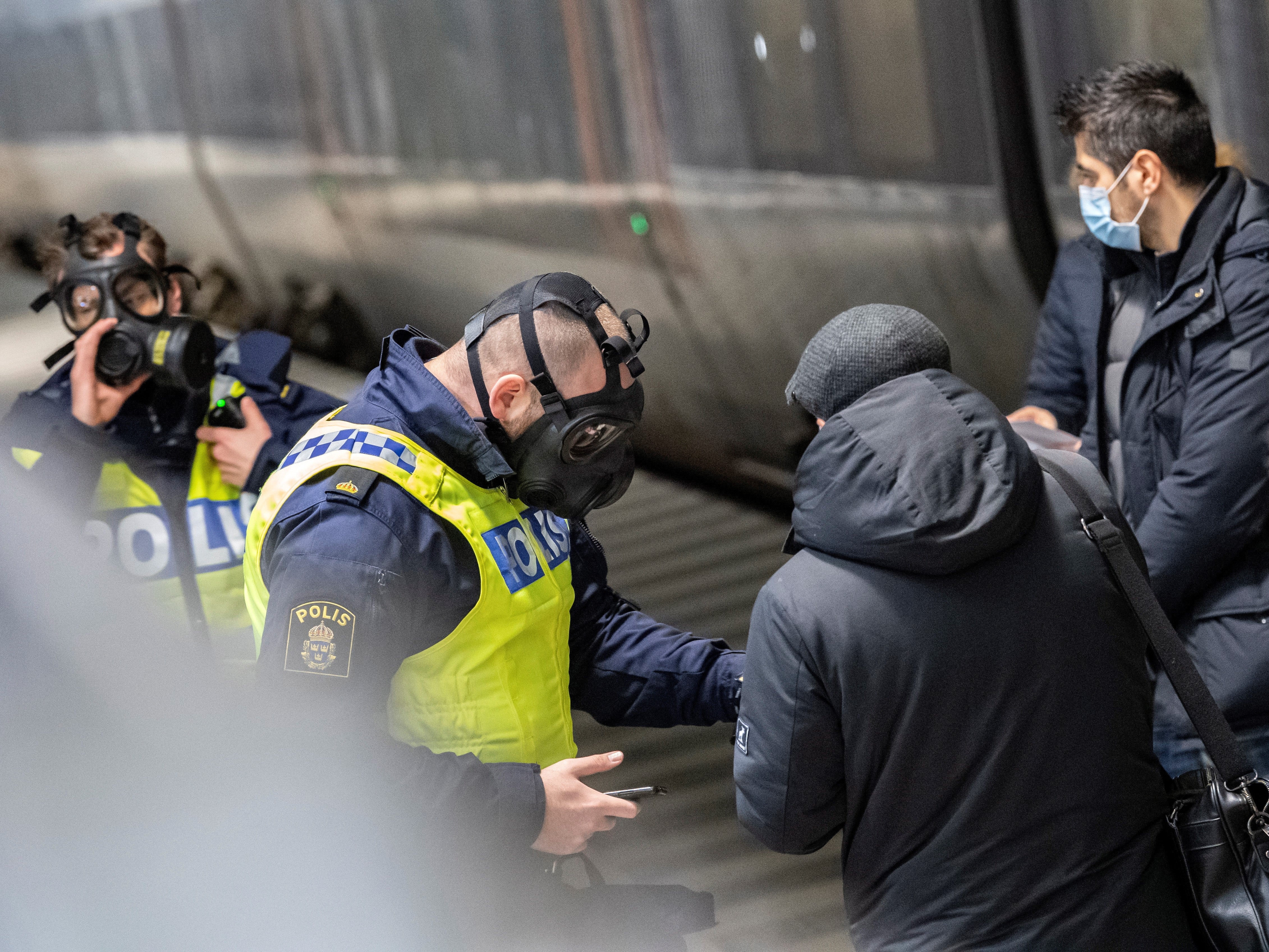 Travellers from Denmark are met by Swedish police after border was briefly closed