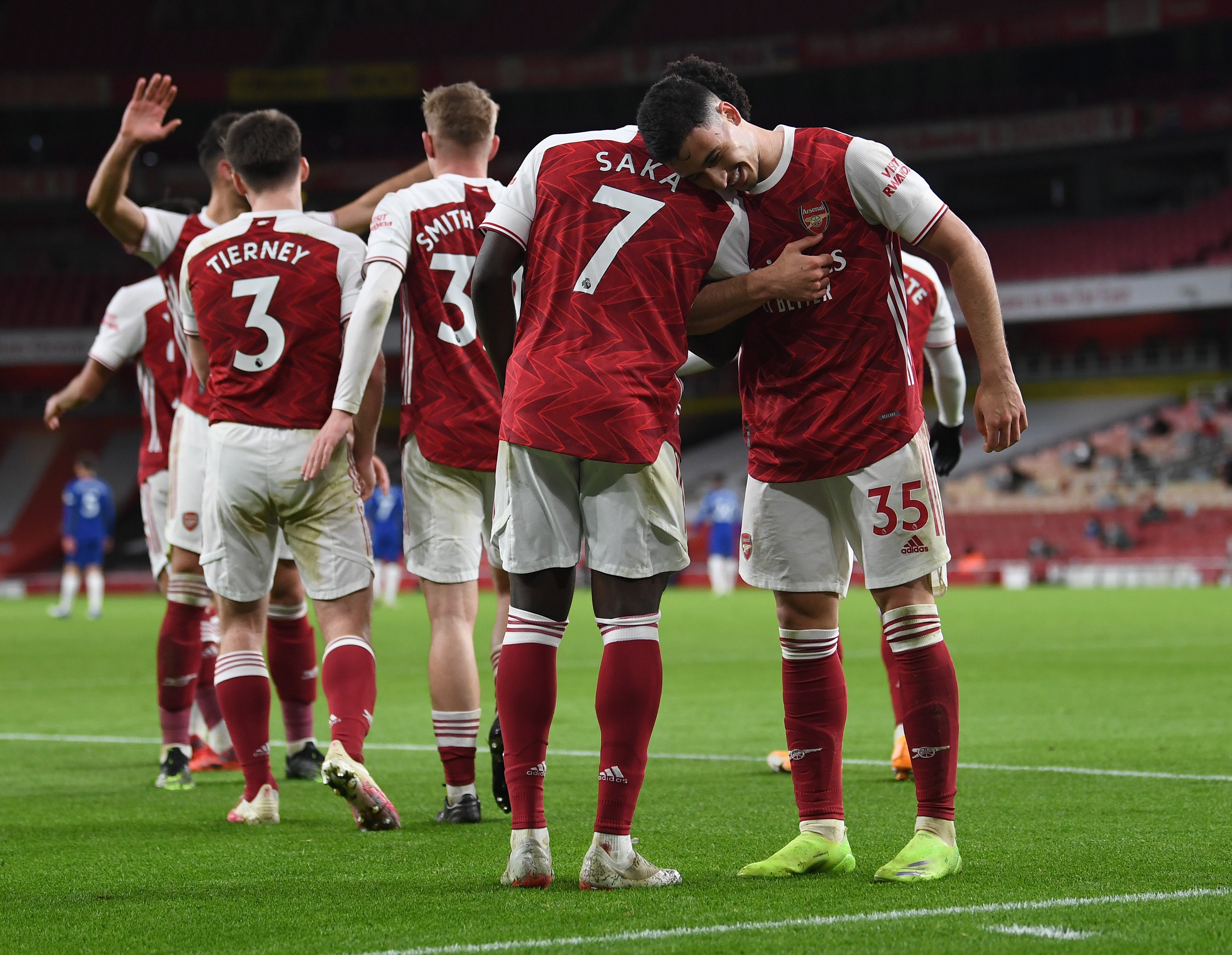 Arsenal celebrate during their win over Chelsea