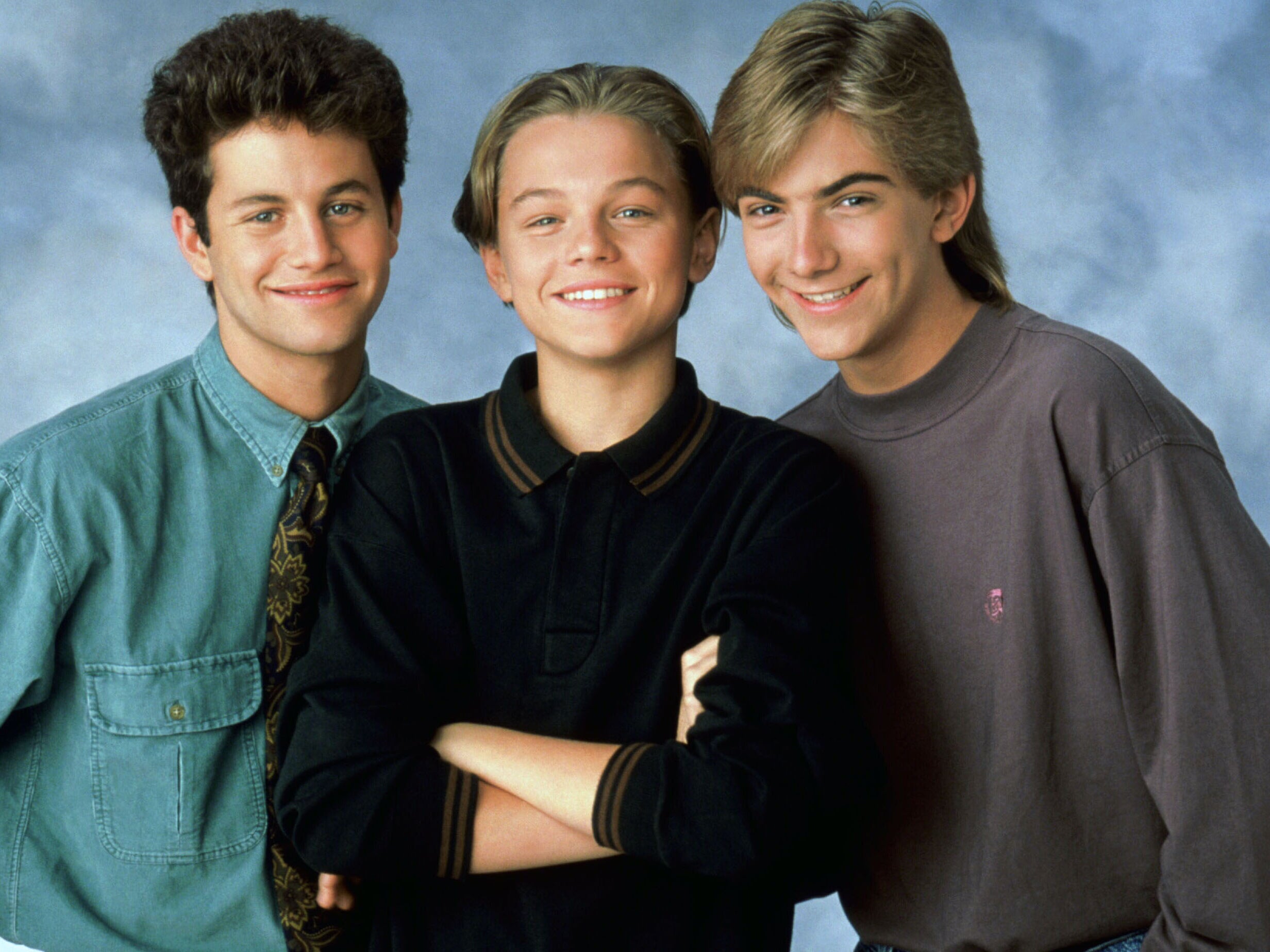 Kirk Cameron (left) and Jeremy Miller with Leonardo DiCaprio (centre) in a season 7 promotional image for US series ‘Growing Pains'