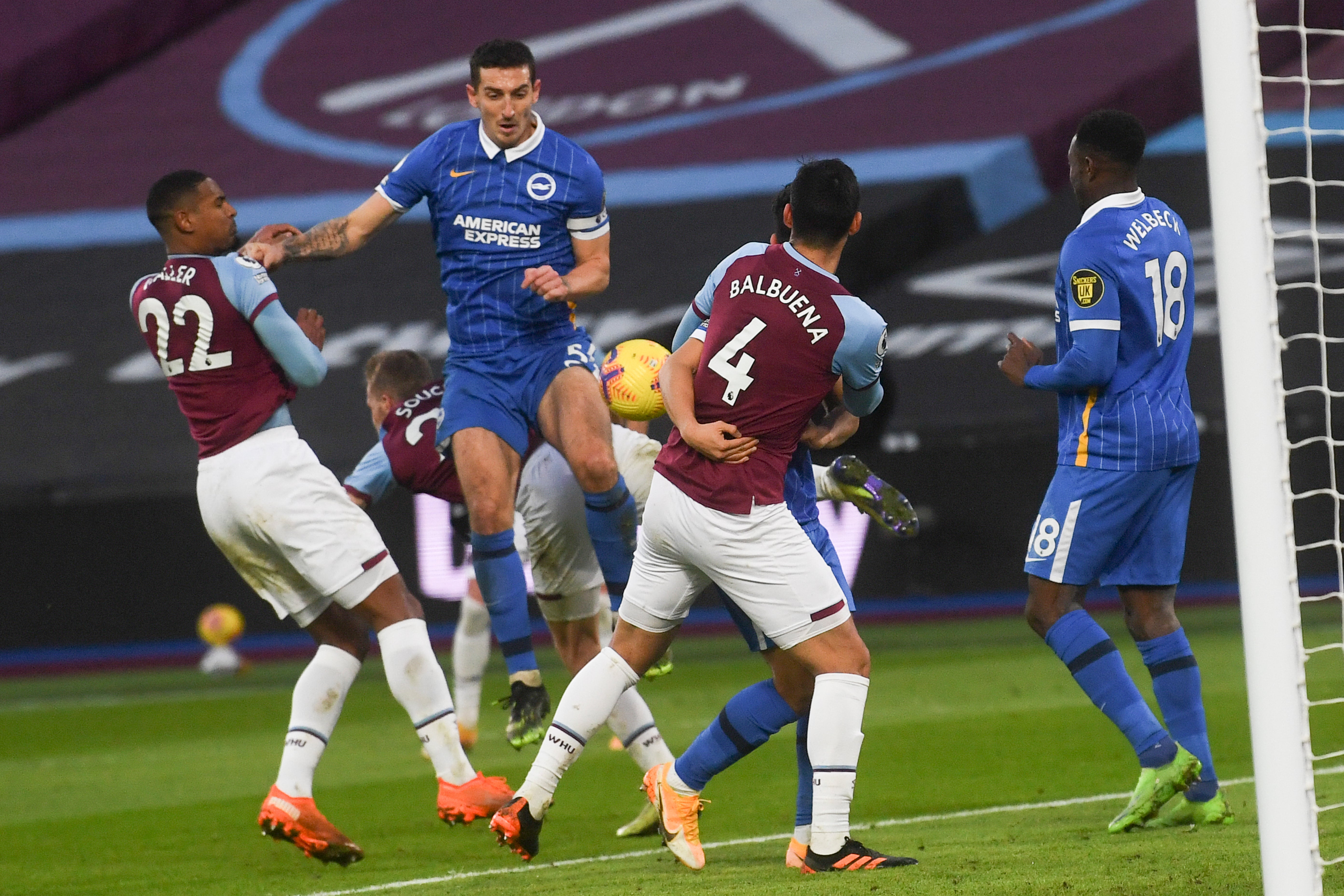 Lewis Dunk appeared to make contact with the ball with his arm before scoring to put Brighton 2-1 up