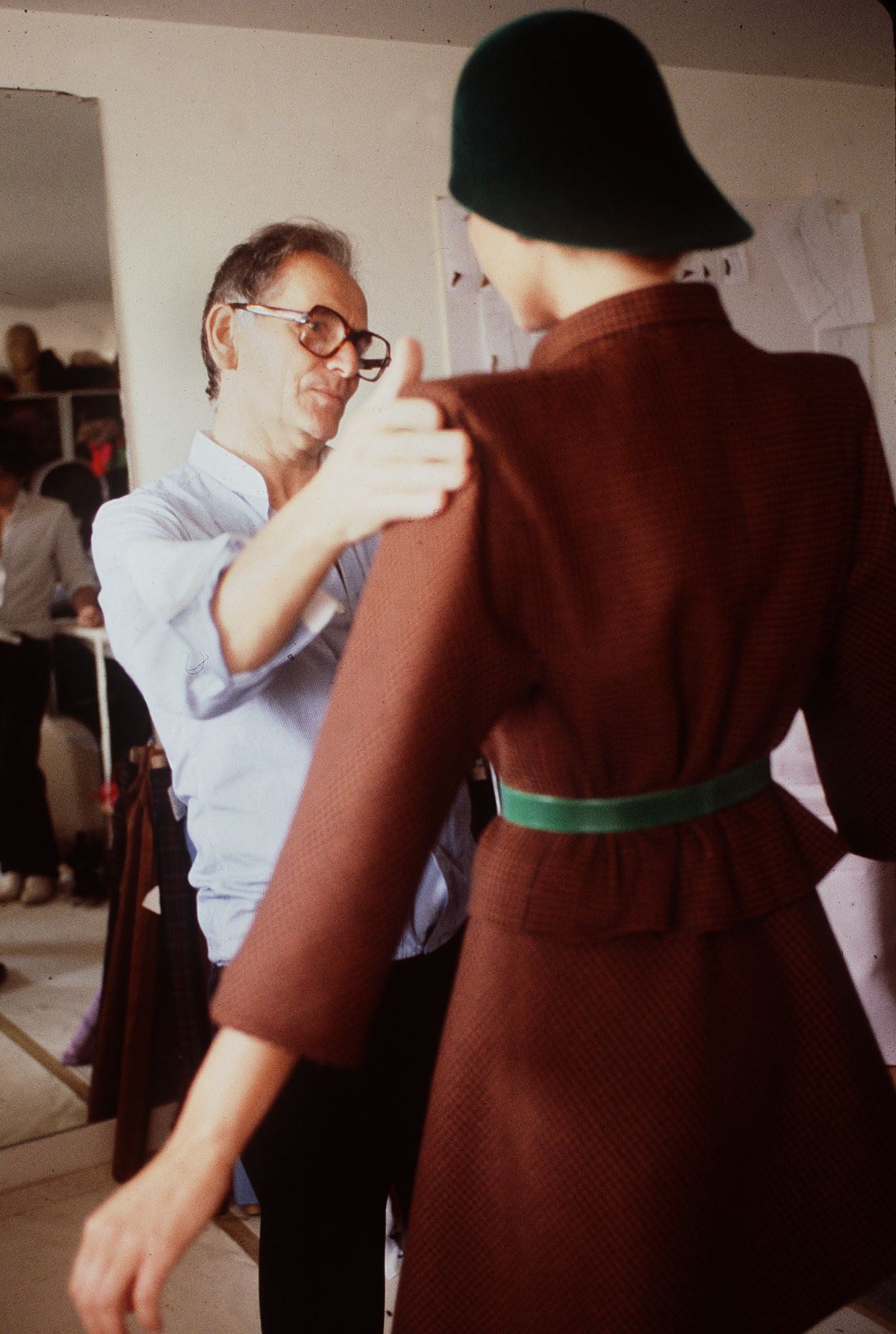 Adjusting a jacket for a Paris collection in 1979
