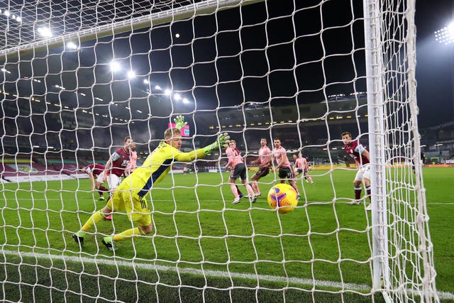 Ben Mee’s header hits the back of the net