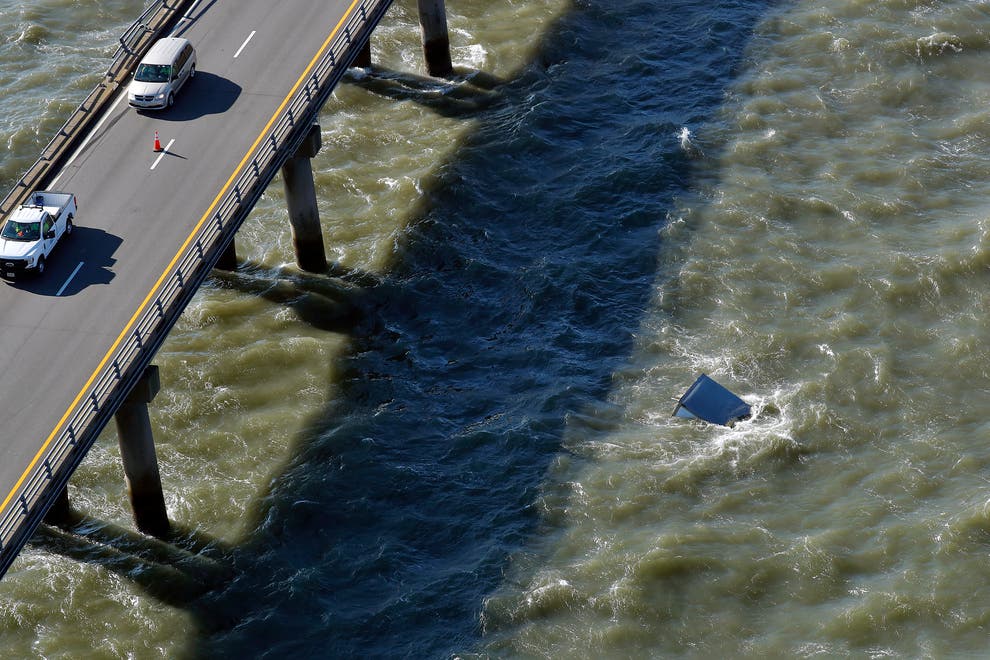 Officials Truck plunges off bridge into Chesapeake Bay AP Bridge