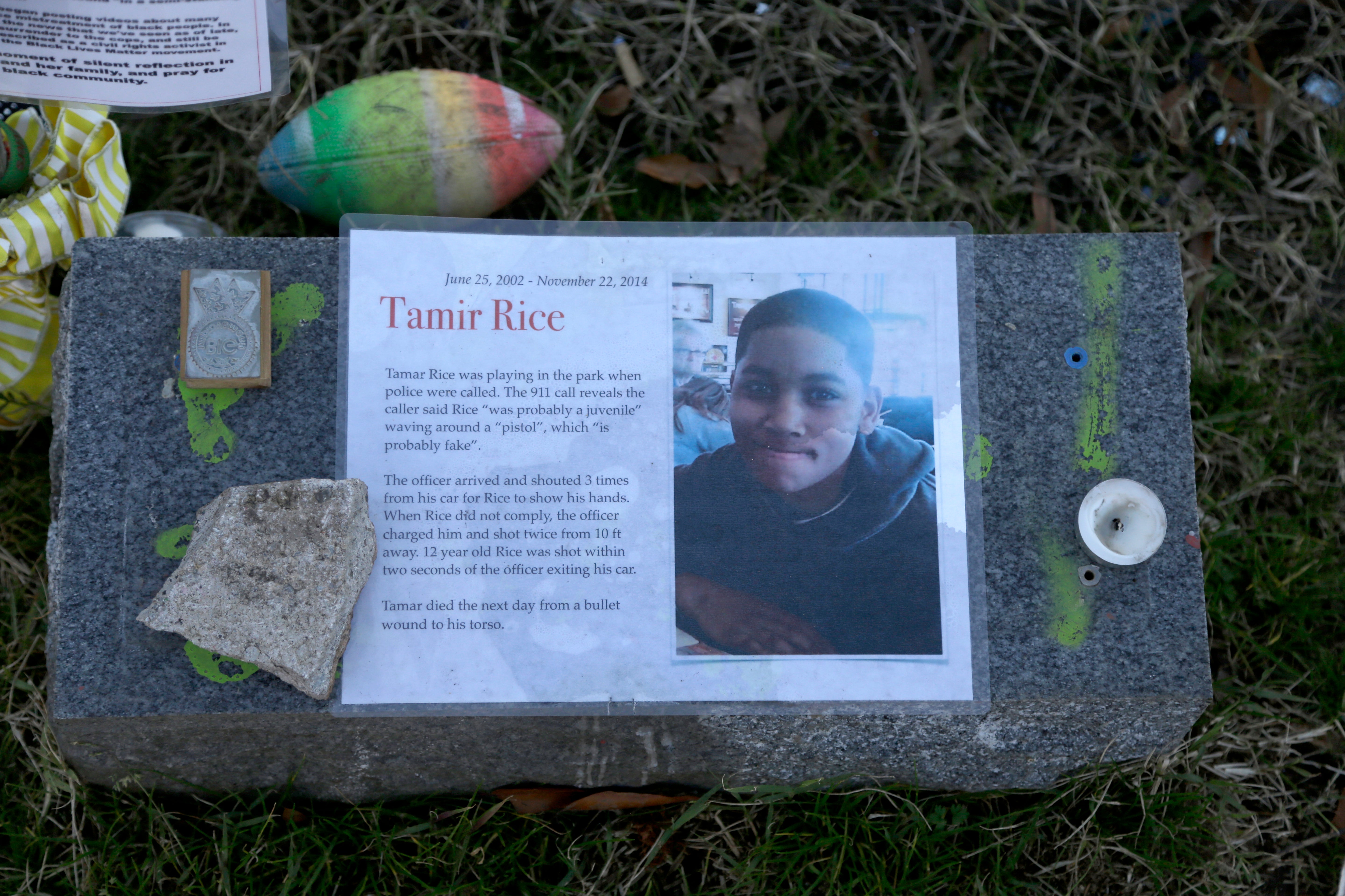 A memorial to Tamir Rice.