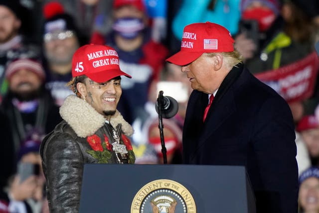 <p>Lil Pump in his appearance on 3 Nov with Donald Trump said he appreciates what Mr Trump has done during his first term</p>