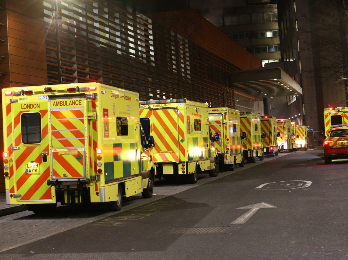 Ambulances carrying Covid patients pictured queuing outside hospitals amid calls for third lockdown