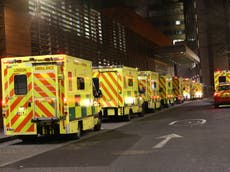 Ambulances queue outside London hospital 