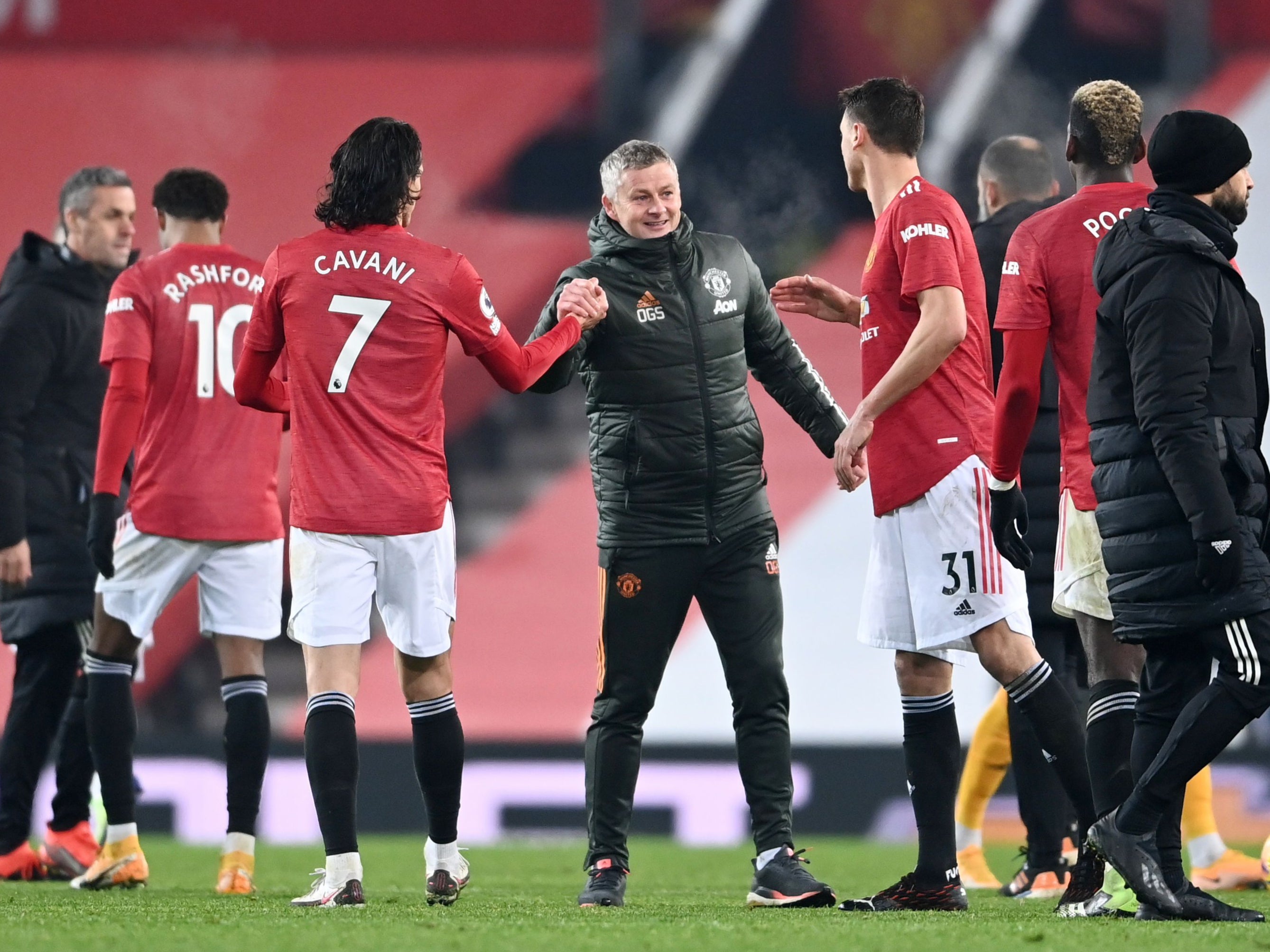 Ole Gunnar Solskjaer celebrates