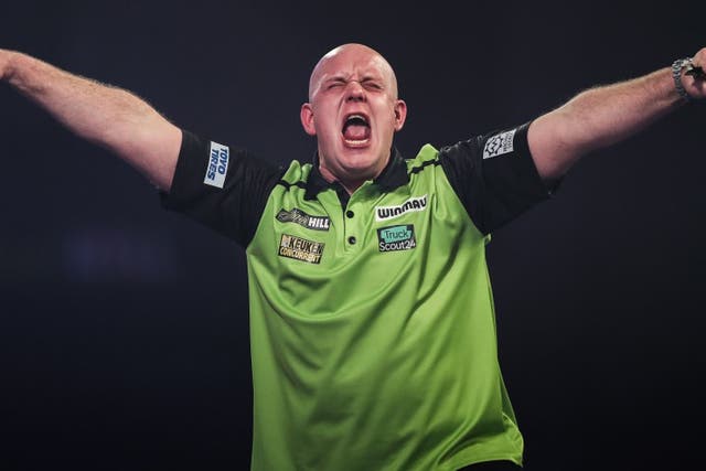 <p>Van Gerwen survived a scare to secure progress to the quarter-finals</p>