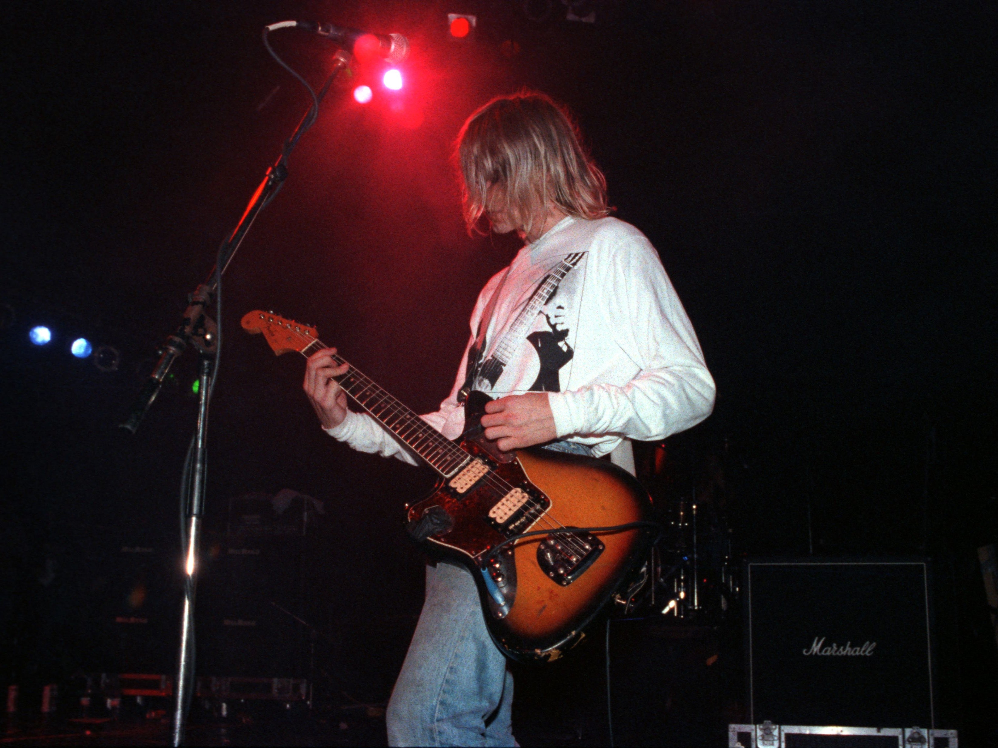 Kurt Cobain onstage with Nirvana at London’s Astoria Theatre, 5 November 1991