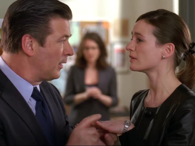 Alec Baldwin, Tina Fey, and Emily Mortimer in season one of 30 Rock