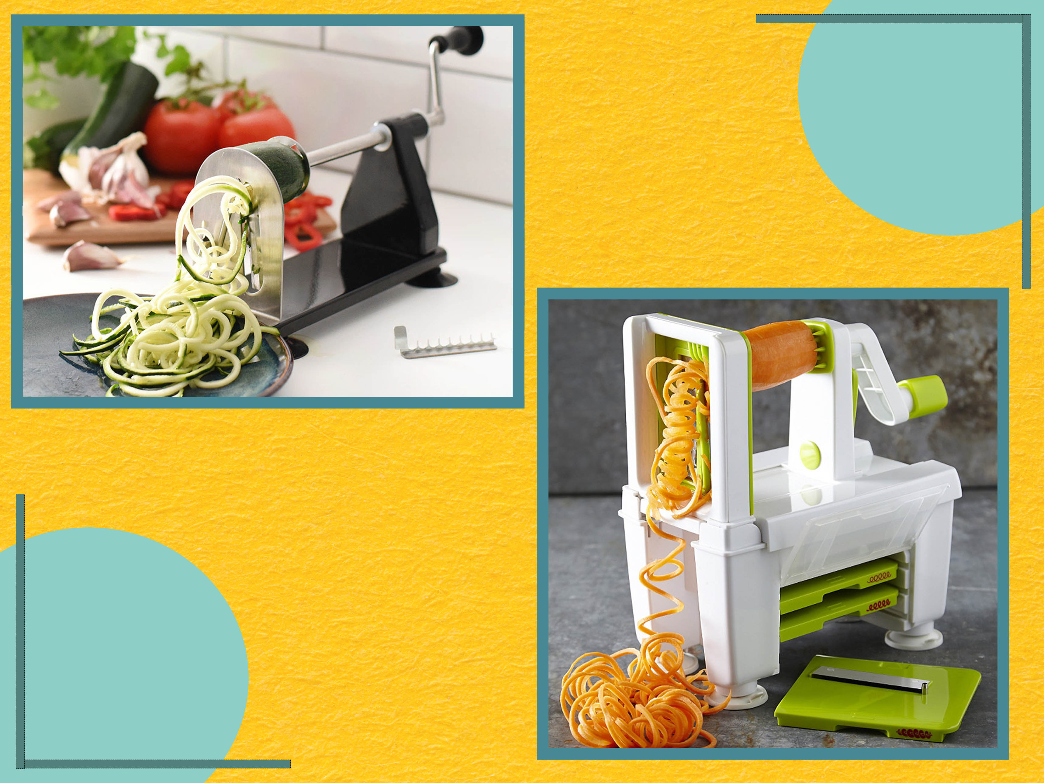 Commercial Chef Vegetable Spiralizer Zucchini Zoodle Noodles Maker Set with  Four Blades