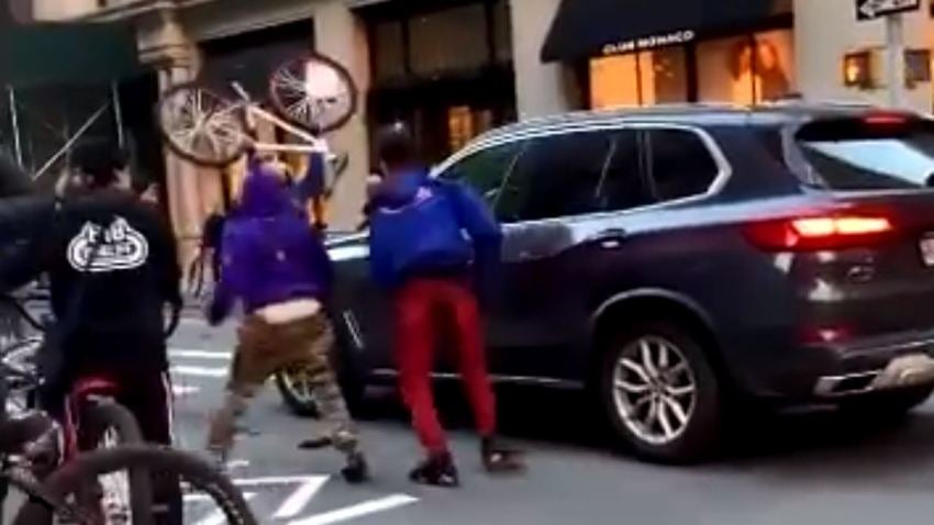 A group of teens attacks an SUV in the middle of New York City.