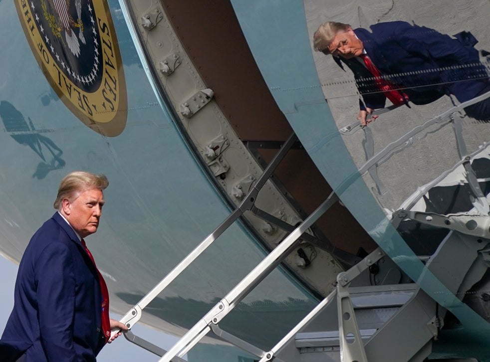 <p>Donald Trump boards Air Force One in Florida on Thursday</p>