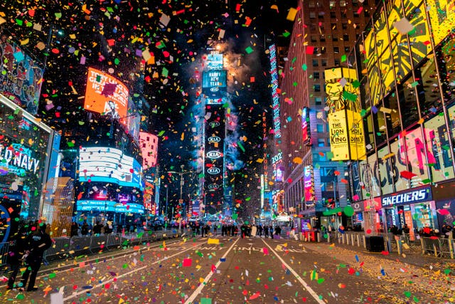 <p>Times Square was mostly empty on New Year’s Eve</p>
