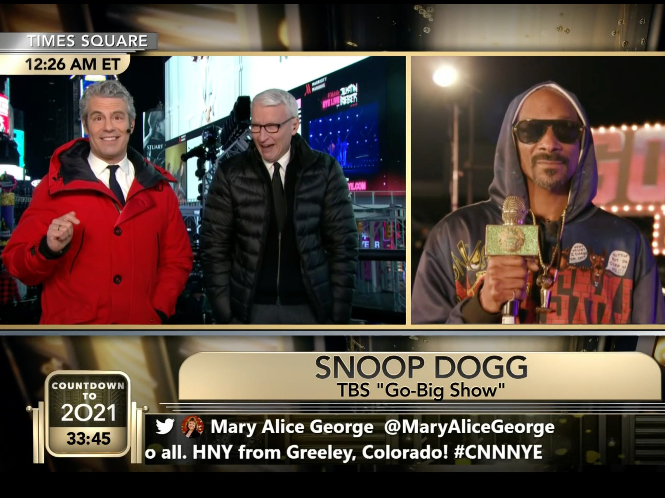 Snoop Dogg has Anderson Cooper in his stride as he plays “Did You Go High There?”  with Andy Cohen