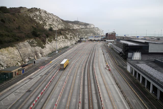 A lorry arrives at the Port of Dover following the end of the Brexit transition period