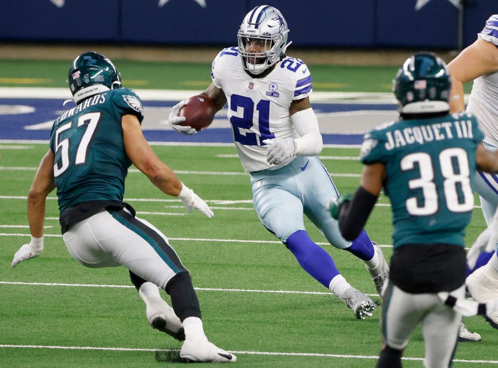 <p>En foto del 27 de diciembre del 2020, el corredor de los Cowboys de Dallas Ezekiel Elliott corre con el balón en el juego frente los Eagles de Filadelfia. El viernes 1 de enero del 2021, Elliott ha tenido un difícil año, pero no está preocupado antes del juego del domingo ante los Giants y que definirá el boleto de la división. </p>