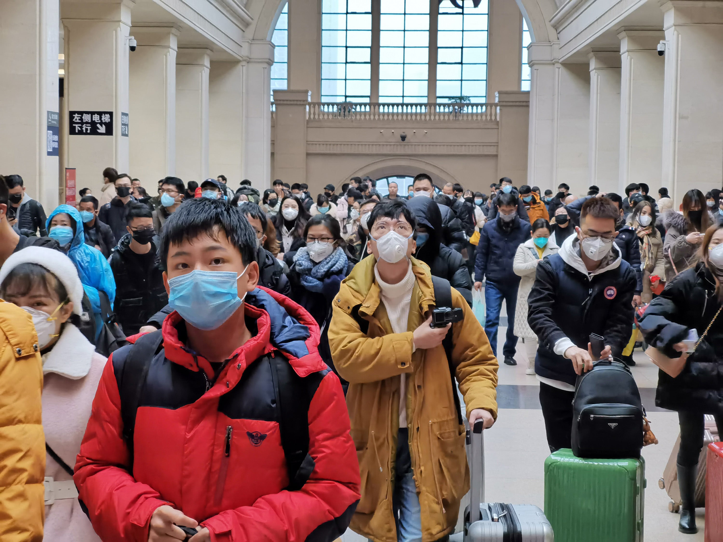 A railway station in Wuhan, pictured days after the virus was confirmed
