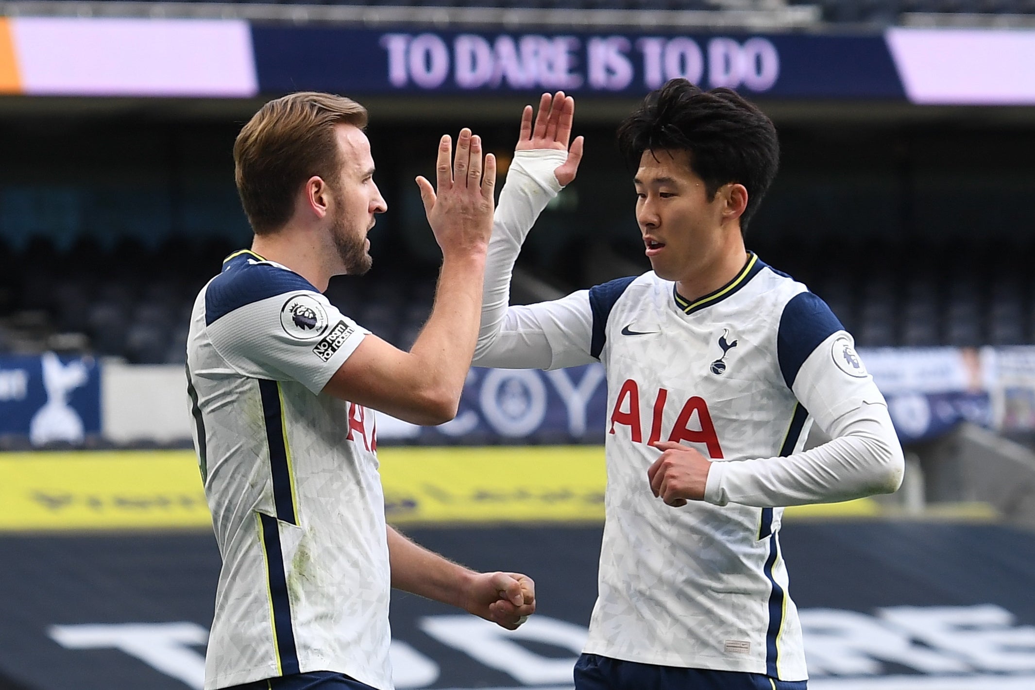 Harry Kane and Son Heung-min celebrate