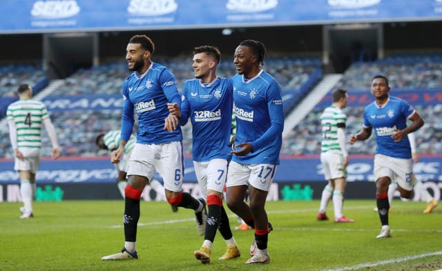 Rangers celebrate against Celtic