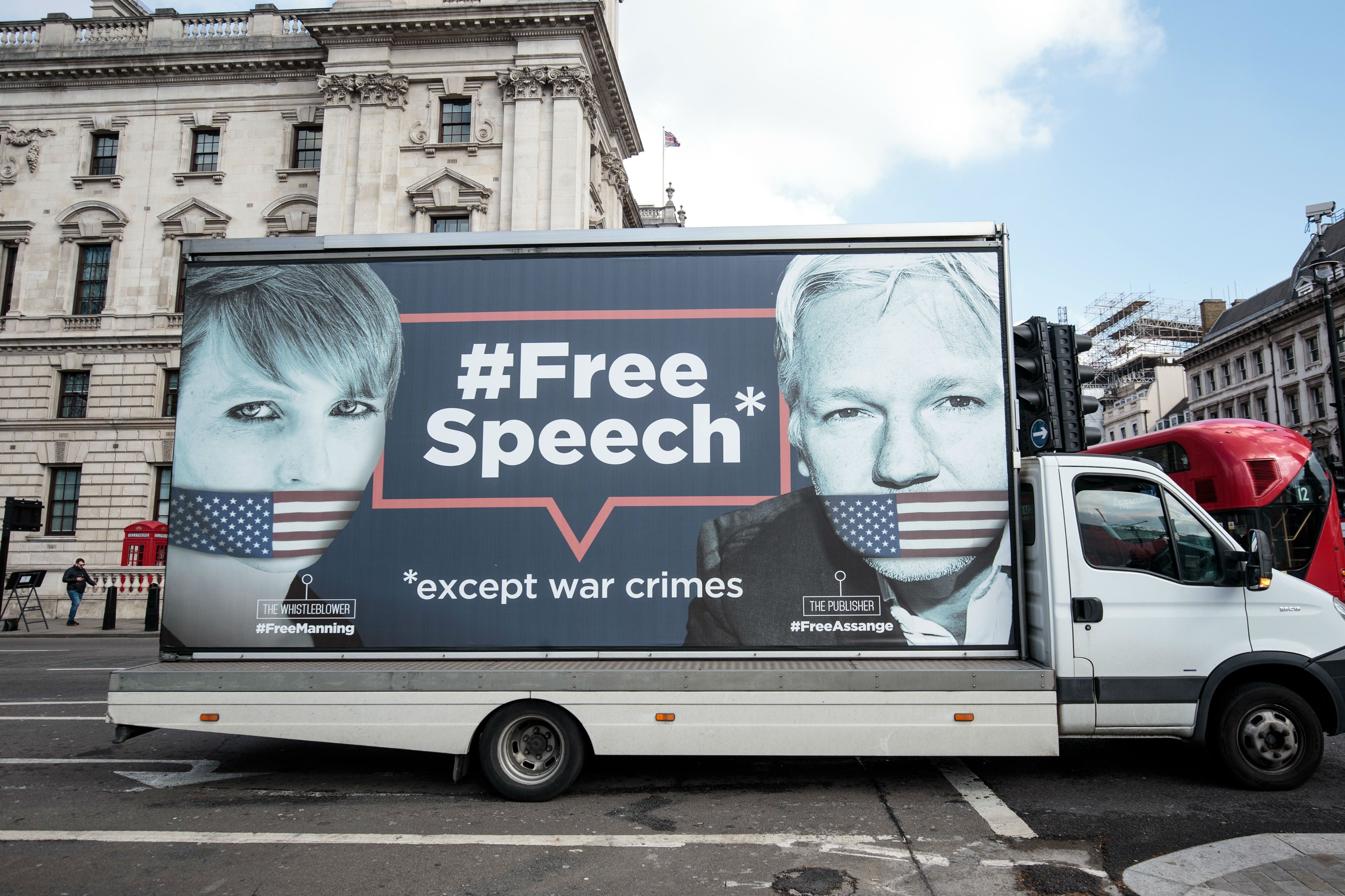 A van showing support for Chelsea&nbsp;Manning and Assange