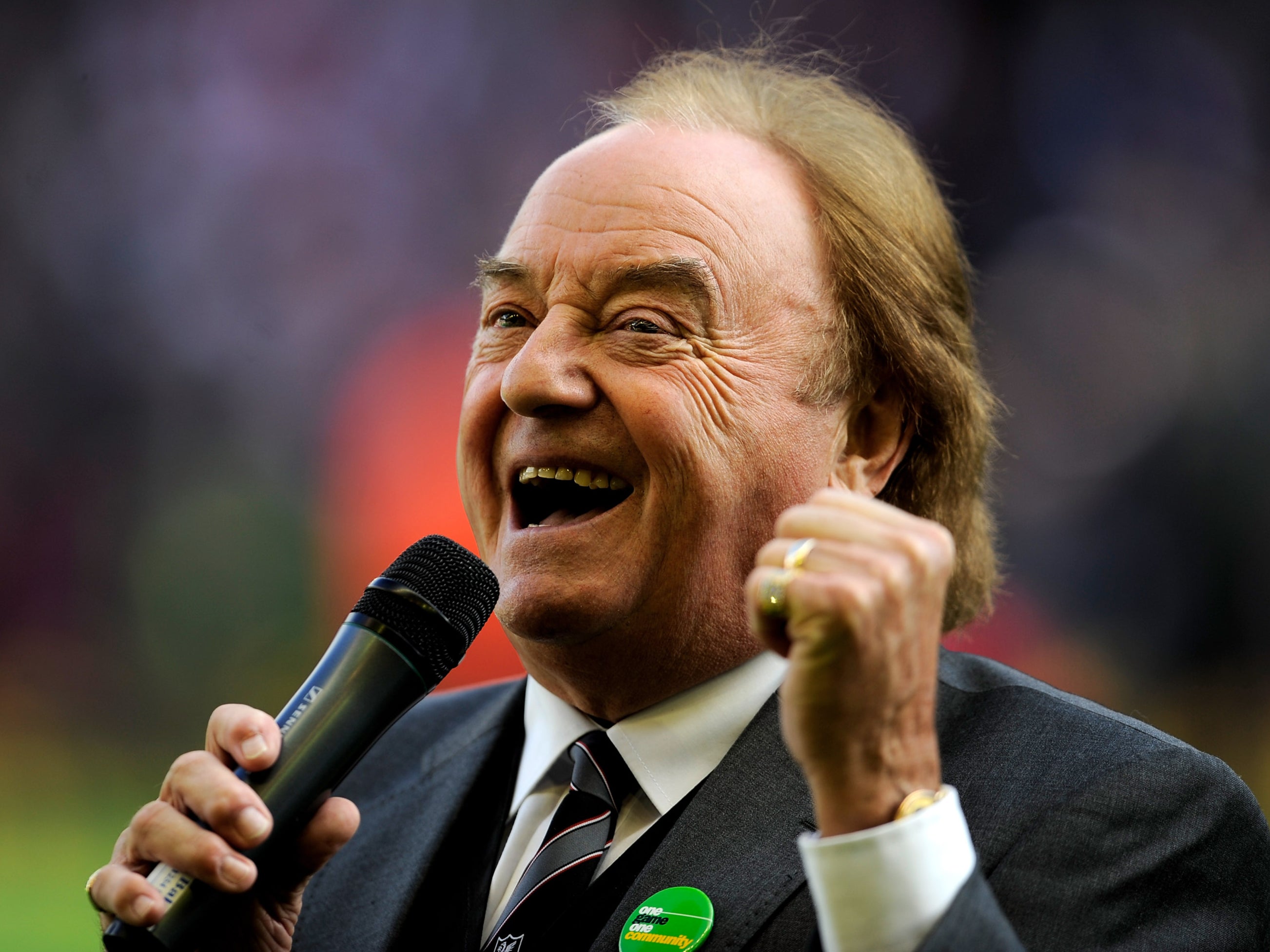 Gerry Marsden sings prior to the Barclays Premier League match between Liverpool and Blackburn Rovers at Anfield on 25 October 2010&nbsp;