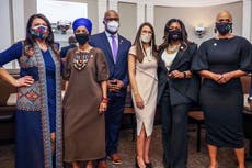 AOC poses alongside group members at opening of Congress