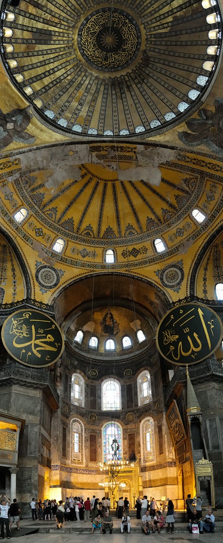 Inside the great 1500-year-old structure. For almost 1000 years Hagia Sophia was the largest conventional building in the world