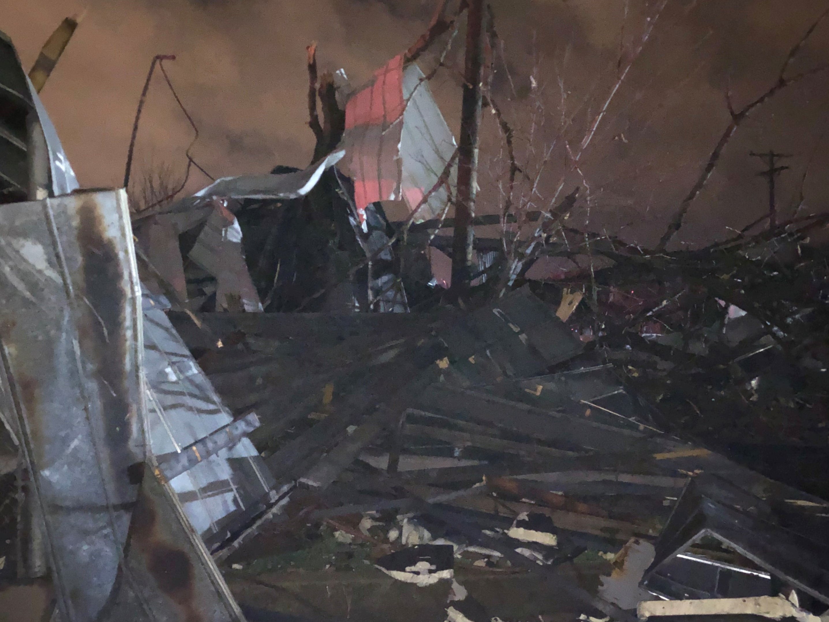 Damage caused by a tornado in Nashville, Tennessee in March 2020