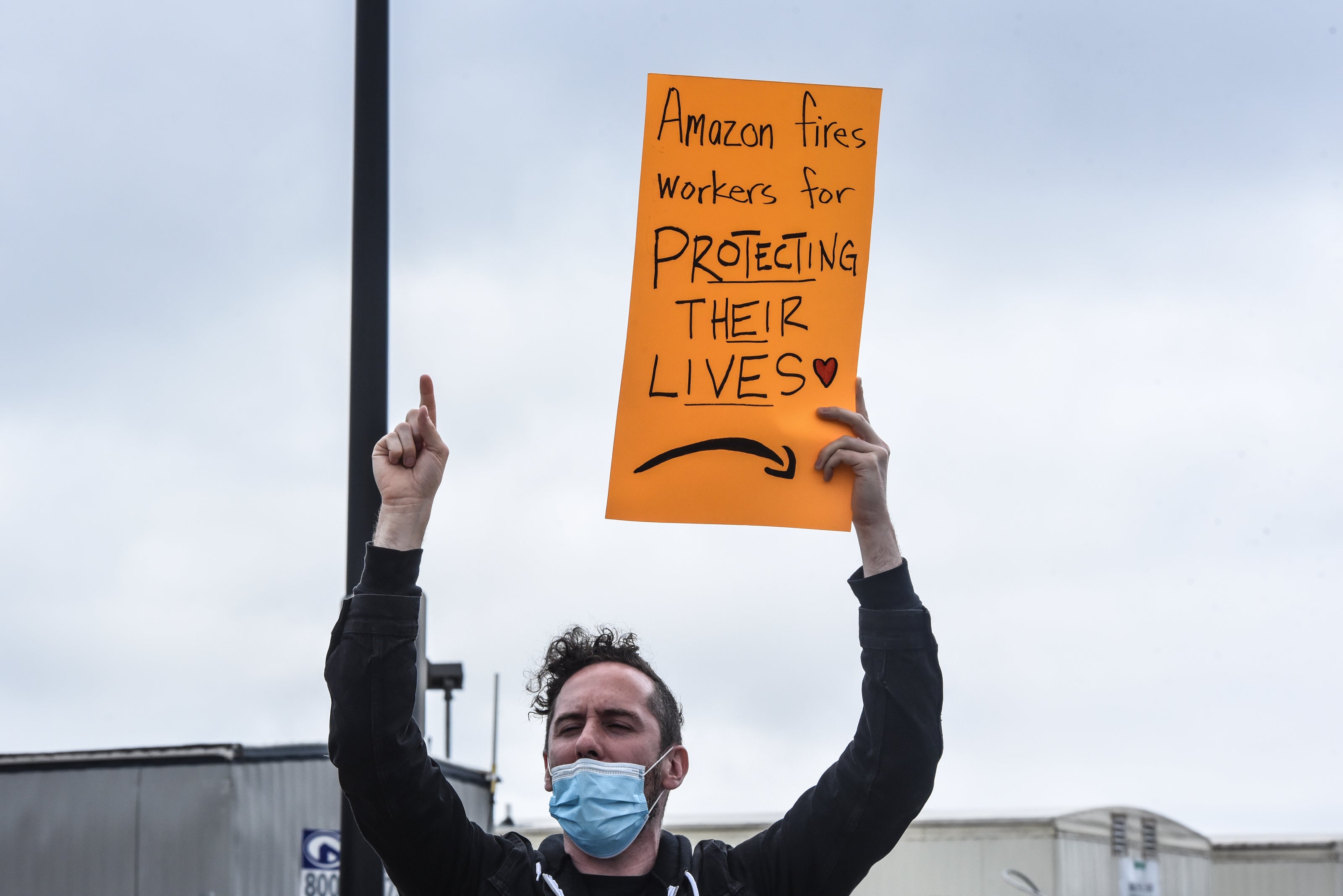 People protest against poor working conditions at Amazon in Staten Island, NYC