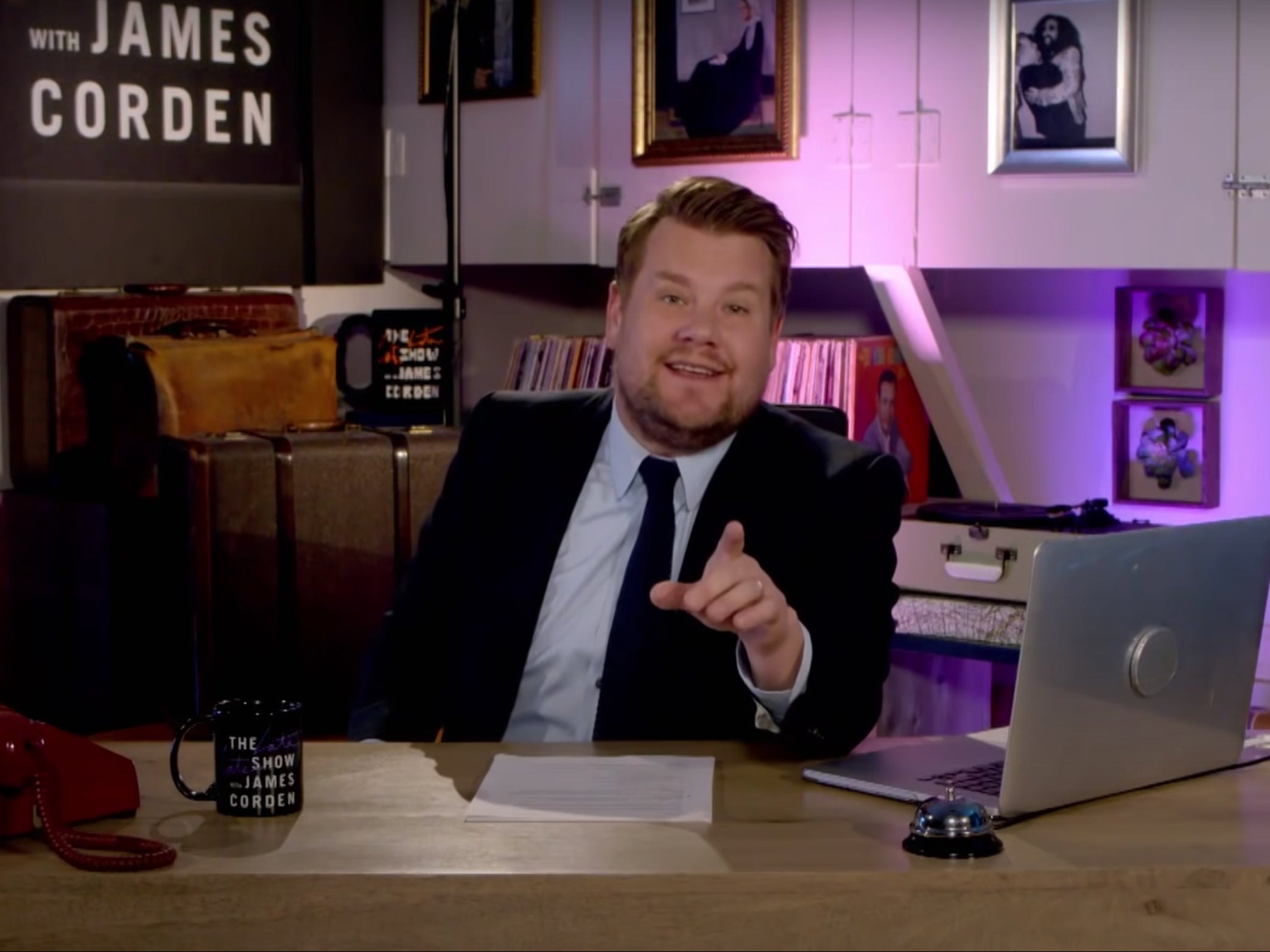Corden filmed from his garage in March, but returned to the studio over the summer