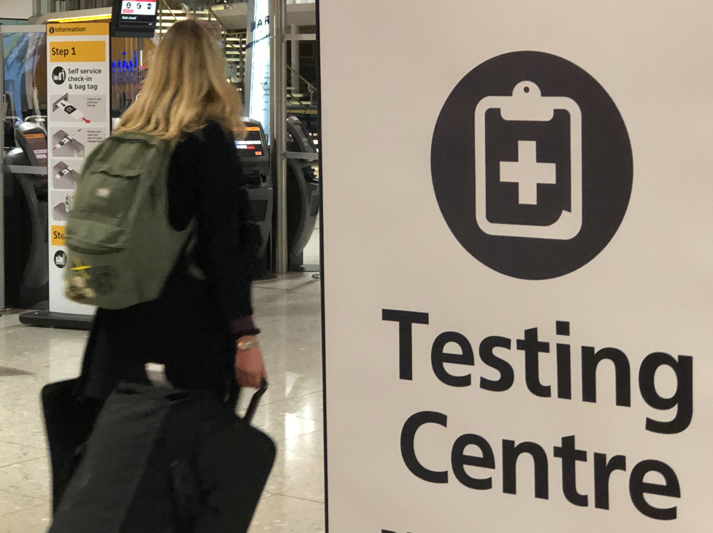 Sign of the times: Covid testing centre at Heathrow Airport Terminal 2