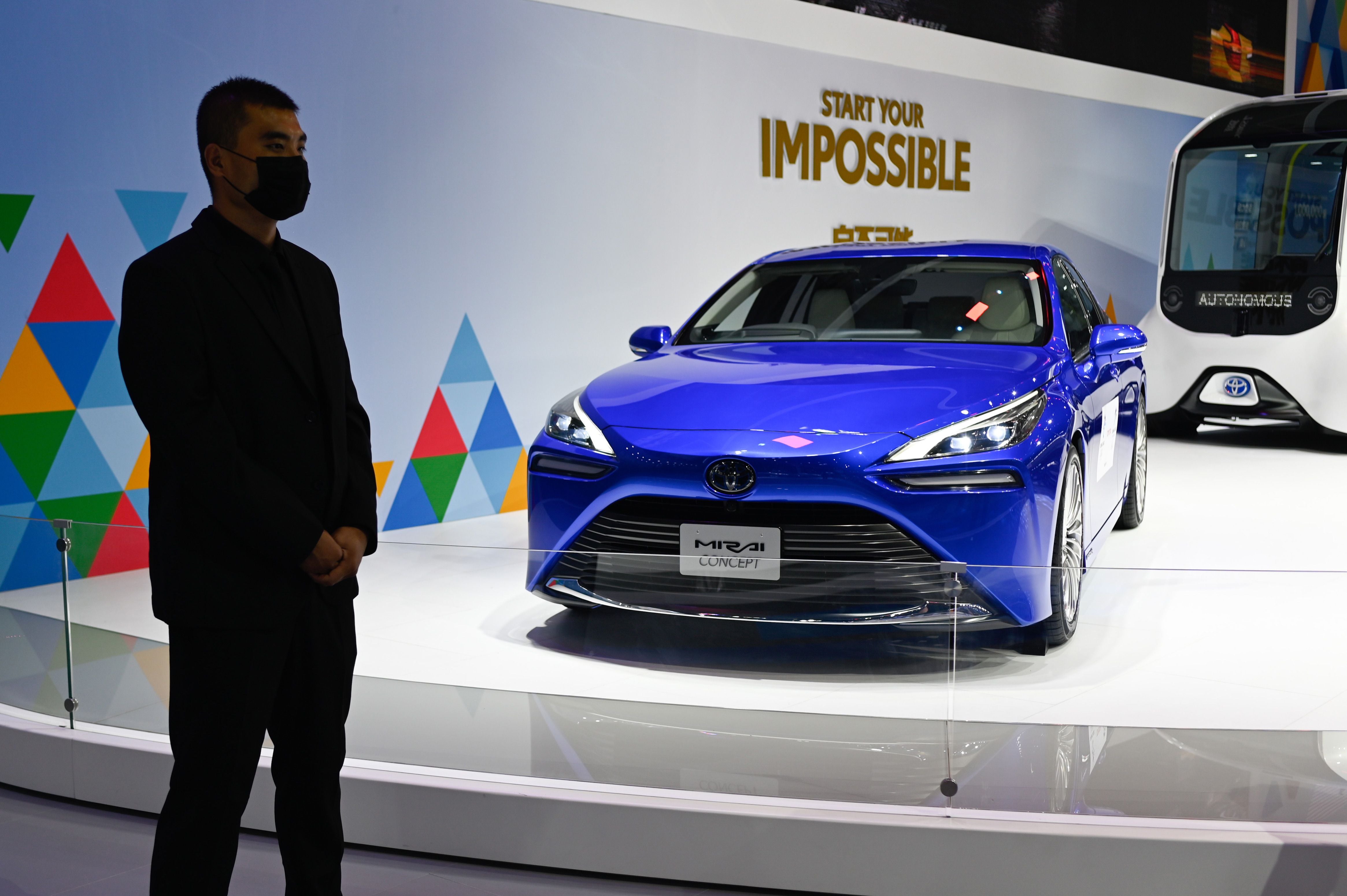 A Toyota Mirai is displayed at the Beijing Auto Show last year