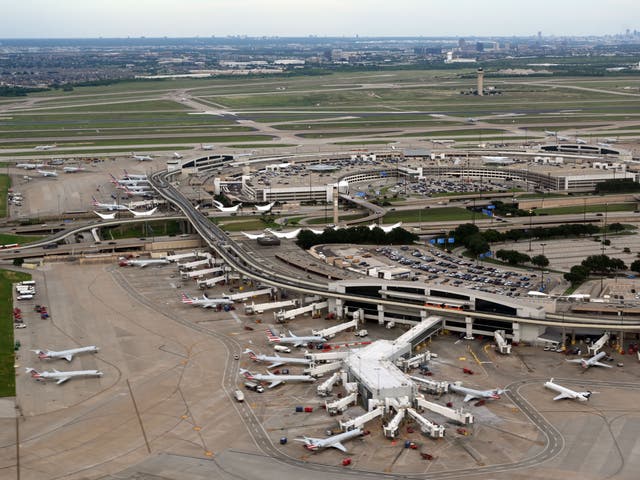 <p>General view of Dallas/Fort Worth International Airport (DFW) on 12 June 2019.</p>