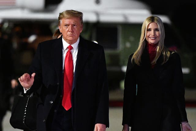 <p>Donald and Ivanka Trump arriving in Georgia on Monday</p>