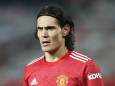 Solskjaer says Man United players must ‘learn from’ Cavani