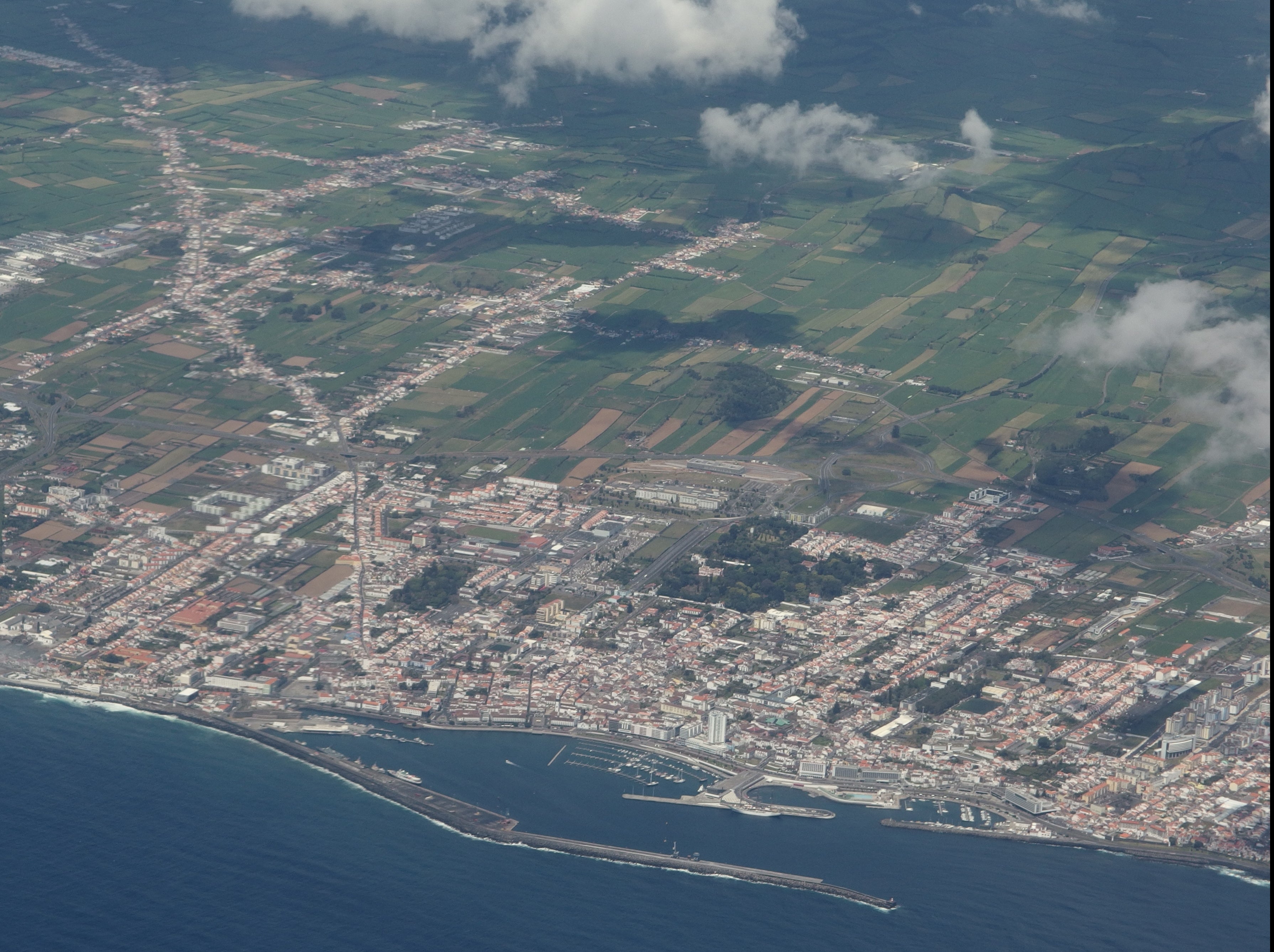 Arriving soon: a flight preparing to land at Ponta Delgada in the Azores