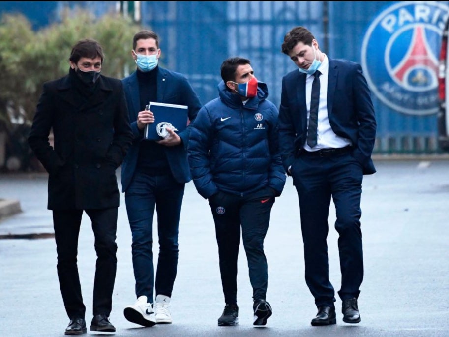 Mauricio Pochettino arrives at his official PSG unveiling