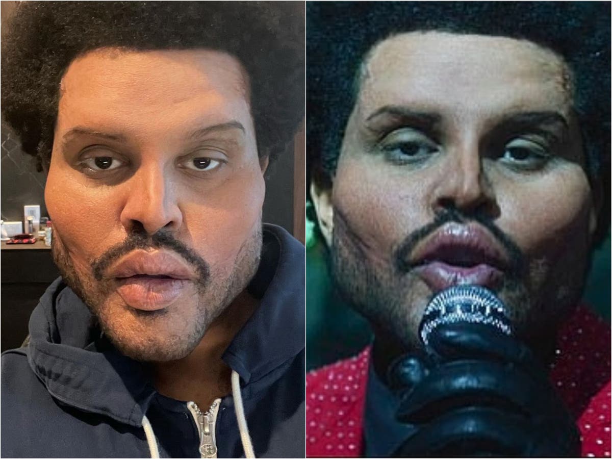 После пародия. The Weeknd 2021. The Weeknd 2021 пластика. The Weeknd 2021 face. The Weeknd певец 2021.
