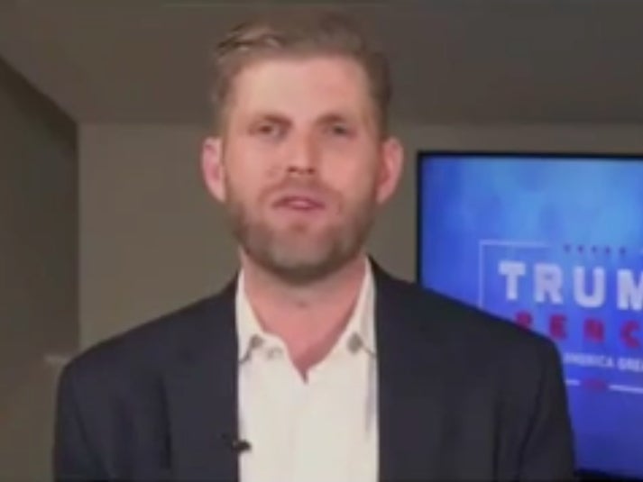 US election: Eric Trump threatens Republicans who don’t ‘stand up ...