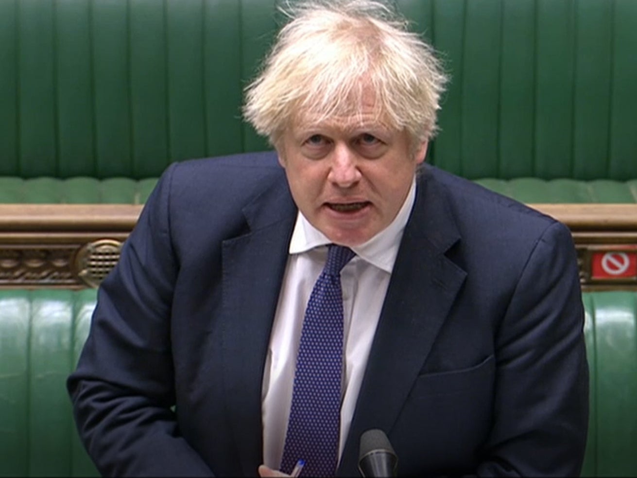 Prime Minister Boris Johnson speaks during Prime Minister's Questions in the House of Commons