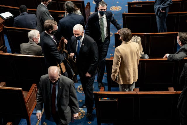 Mike Pence was seen leaving the joint session over which he was presiding 